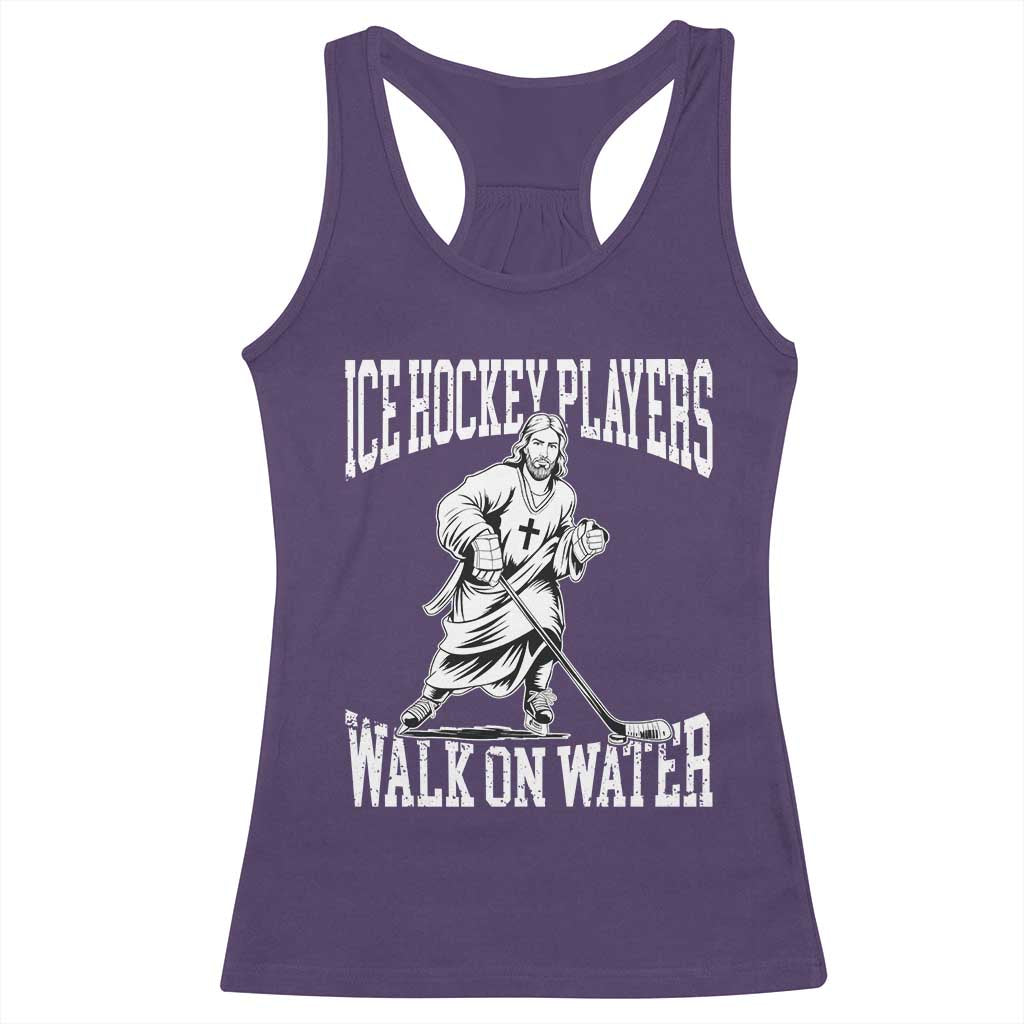 Jesus Ice Hockey Players Walk On Water Racerback Tank Top Funny Christian Gift TS12 Purple Print Your Wear
