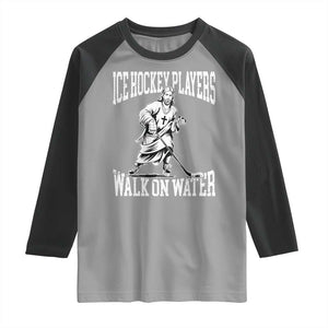 Jesus Ice Hockey Players Walk On Water Raglan Shirt Funny Christian Gift TS12 Sport Gray Black Print Your Wear