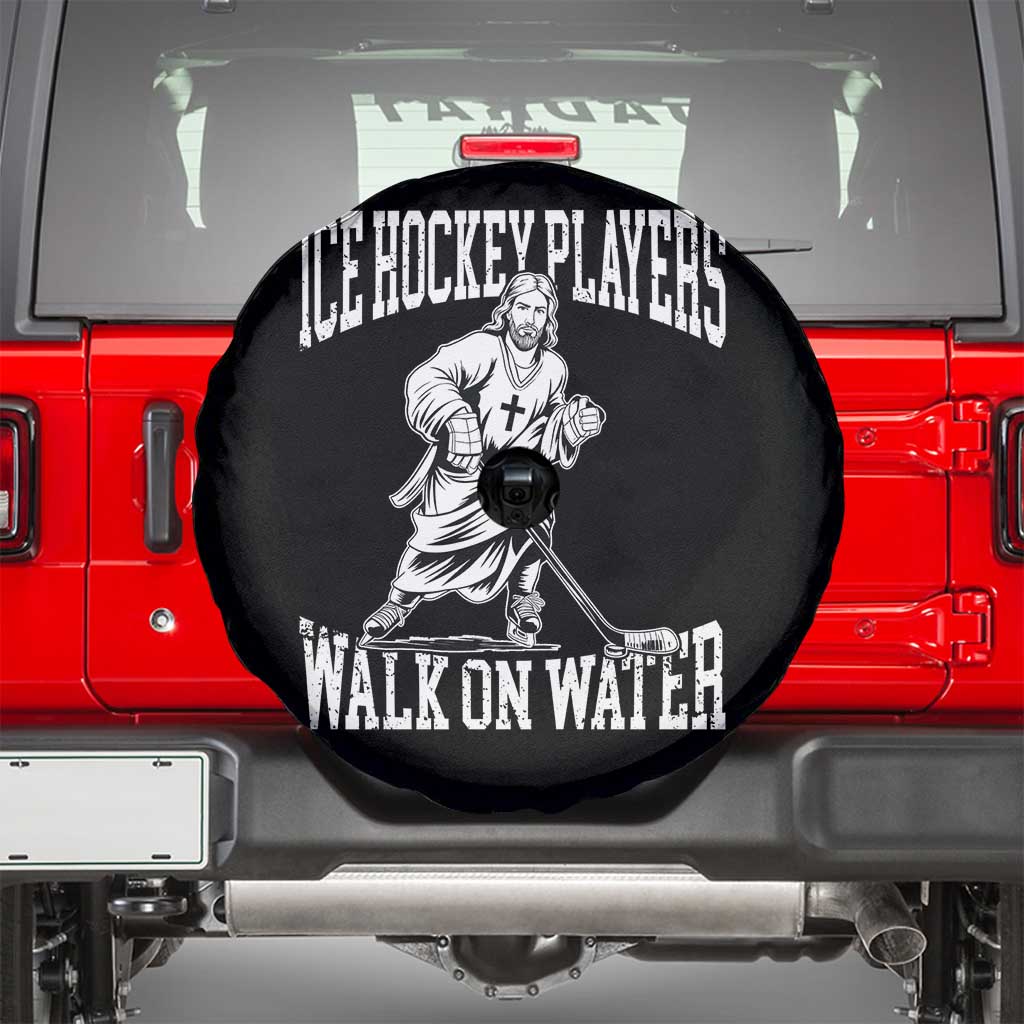 Jesus Ice Hockey Players Walk On Water Spare Tire Cover Funny Christian Gift TS12 Black Print Your Wear