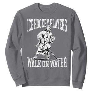 Jesus Ice Hockey Players Walk On Water Sweatshirt Funny Christian Gift TS12 Charcoal Print Your Wear