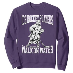 Jesus Ice Hockey Players Walk On Water Sweatshirt Funny Christian Gift TS12 Purple Print Your Wear