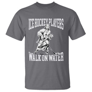 Jesus Ice Hockey Players Walk On Water T Shirt Funny Christian Gift TS12 Charcoal Print Your Wear