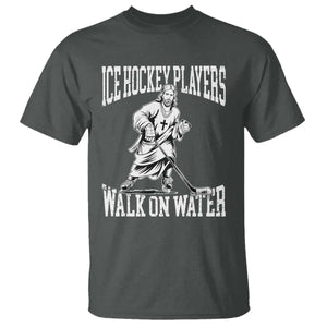 Jesus Ice Hockey Players Walk On Water T Shirt Funny Christian Gift TS12 Dark Heather Print Your Wear