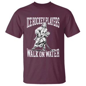 Jesus Ice Hockey Players Walk On Water T Shirt Funny Christian Gift TS12 Maroon Print Your Wear