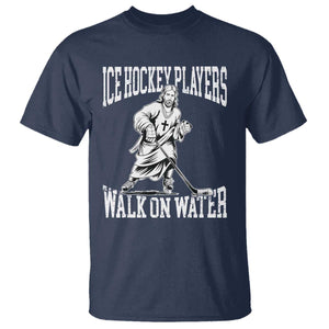 Jesus Ice Hockey Players Walk On Water T Shirt Funny Christian Gift TS12 Navy Print Your Wear