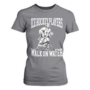 Jesus Ice Hockey Players Walk On Water T Shirt For Women Funny Christian Gift TS12 Charcoal Print Your Wear