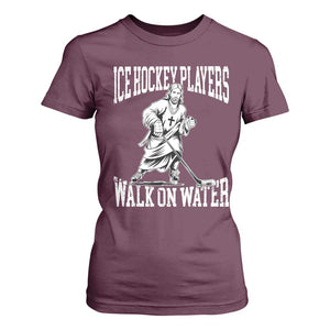 Jesus Ice Hockey Players Walk On Water T Shirt For Women Funny Christian Gift TS12 Maroon Print Your Wear