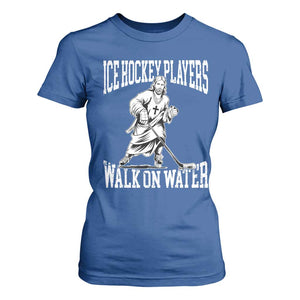 Jesus Ice Hockey Players Walk On Water T Shirt For Women Funny Christian Gift TS12 Royal Blue Print Your Wear