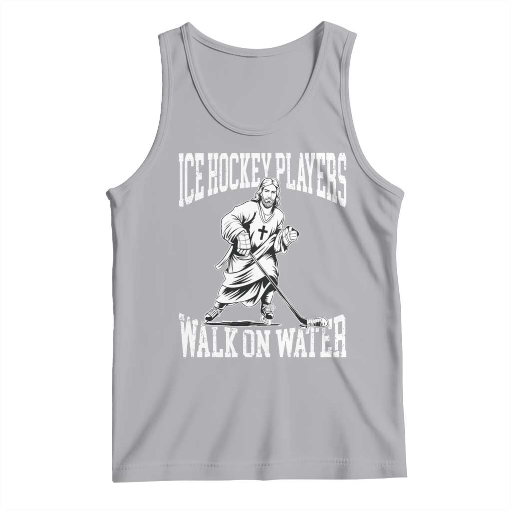Jesus Ice Hockey Players Walk On Water Tank Top Funny Christian Gift TS12 Athletic Heather Print Your Wear