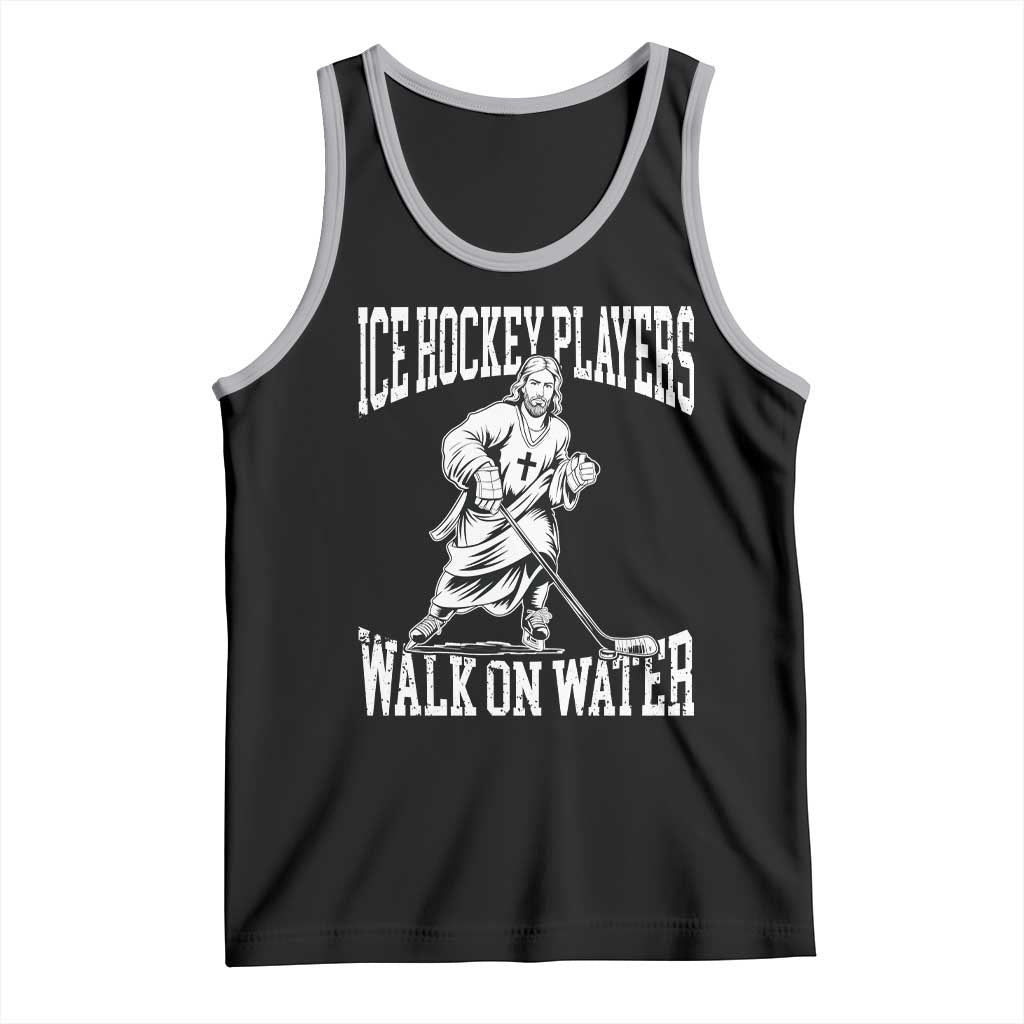 Jesus Ice Hockey Players Walk On Water Tank Top Funny Christian Gift TS12 Black Athletic Heather Print Your Wear