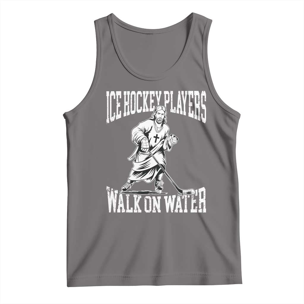 Jesus Ice Hockey Players Walk On Water Tank Top Funny Christian Gift TS12 Deep Heather Print Your Wear