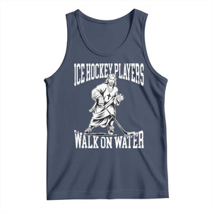 Jesus Ice Hockey Players Walk On Water Tank Top Funny Christian Gift TS12 Navy Print Your Wear