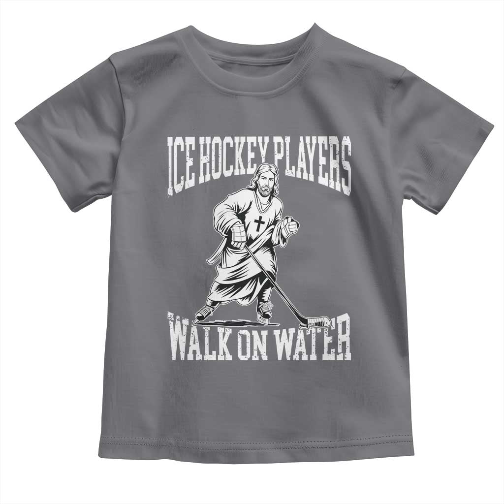 Jesus Ice Hockey Players Walk On Water Toddler T Shirt Funny Christian Gift TS12 Charcoal Print Your Wear