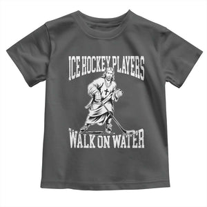 Jesus Ice Hockey Players Walk On Water Toddler T Shirt Funny Christian Gift TS12 Dark Heather Print Your Wear