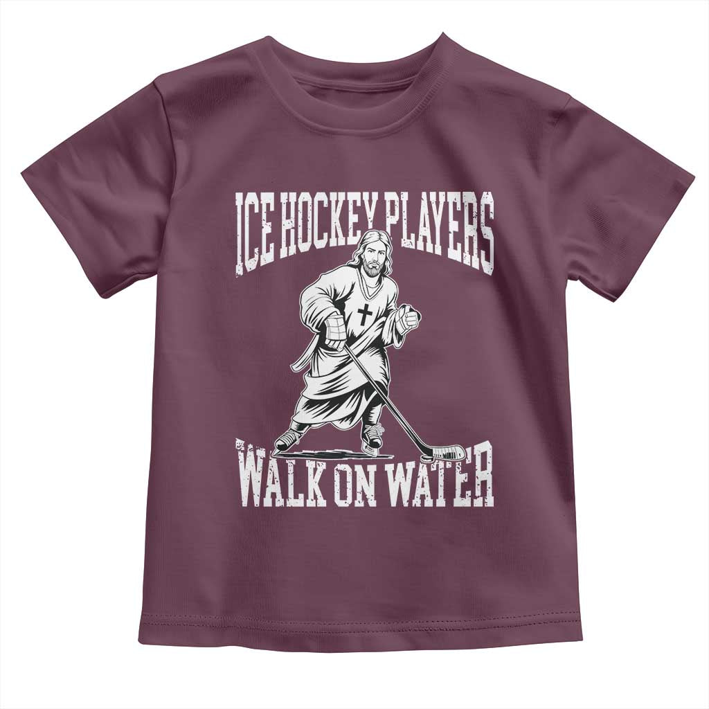 Jesus Ice Hockey Players Walk On Water Toddler T Shirt Funny Christian Gift TS12 Maroon Print Your Wear
