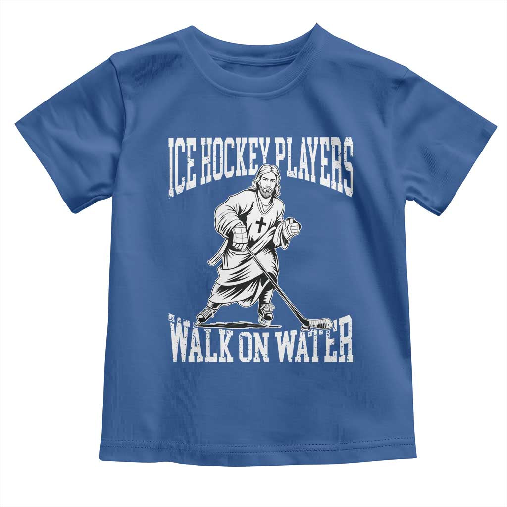 Jesus Ice Hockey Players Walk On Water Toddler T Shirt Funny Christian Gift TS12 Royal Blue Print Your Wear