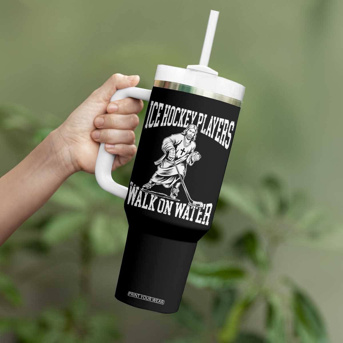 Jesus Ice Hockey Players Walk On Water Tumbler With Handle Funny Christian Gift TS12 Print Your Wear