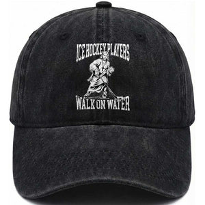 Jesus Ice Hockey Players Walk On Water Washed Cotton Baseball Cap Funny Christian Gift TS12 Print Your Wear