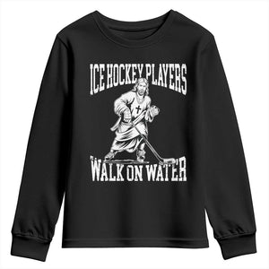 Jesus Ice Hockey Players Walk On Water Youth Sweatshirt Funny Christian Gift TS12 Black Print Your Wear