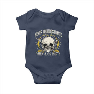 Never Underestimate An Old Who Plays Darts Baby Onesie Funny Darts Fan TS12 Navy Print Your Wear
