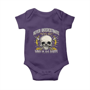 Never Underestimate An Old Who Plays Darts Baby Onesie Funny Darts Fan TS12 Purple Print Your Wear