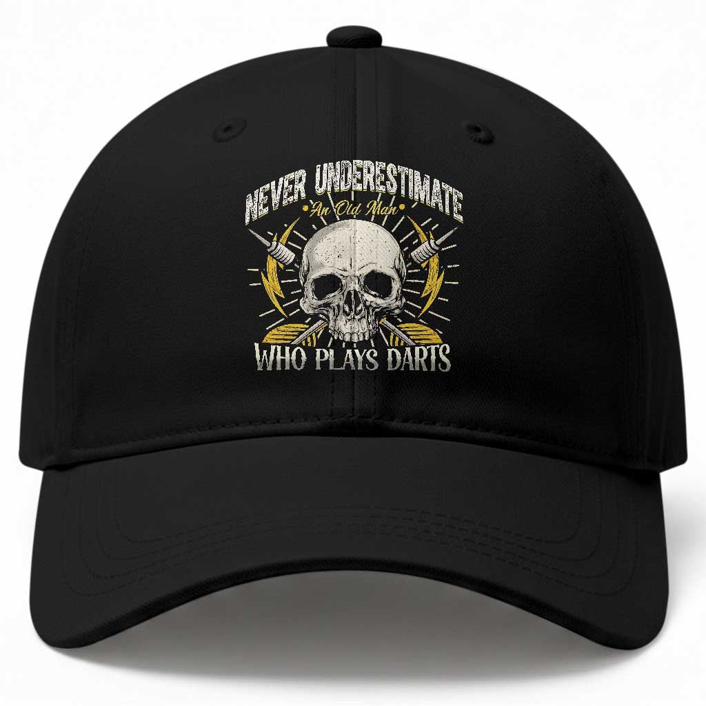 Never Underestimate An Old Who Plays Darts Baseball Cap Funny Darts Fan TS12 Print Your Wear