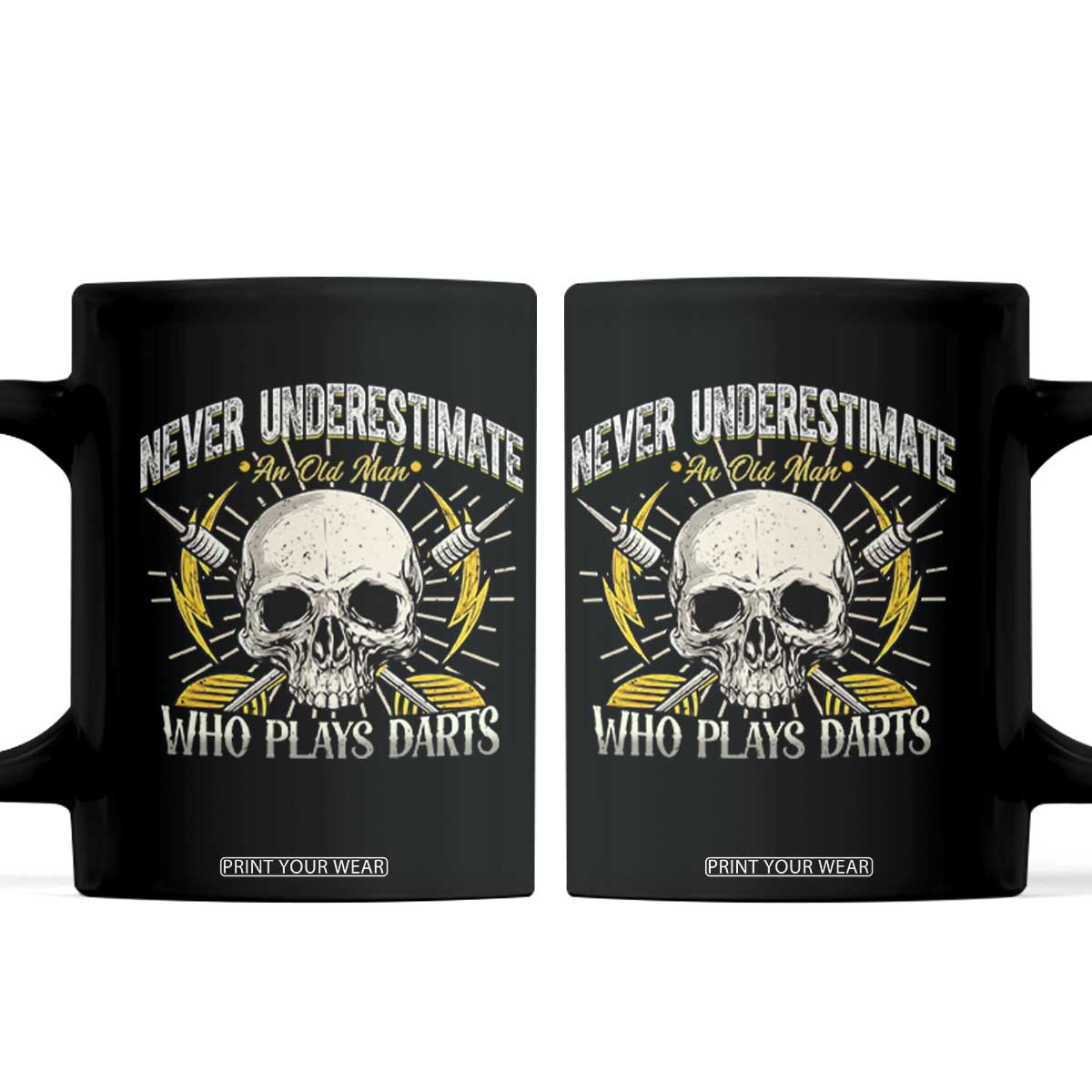 Never Underestimate An Old Who Plays Darts Coffee Mug Funny Darts Fan TS12 Black Print Your Wear