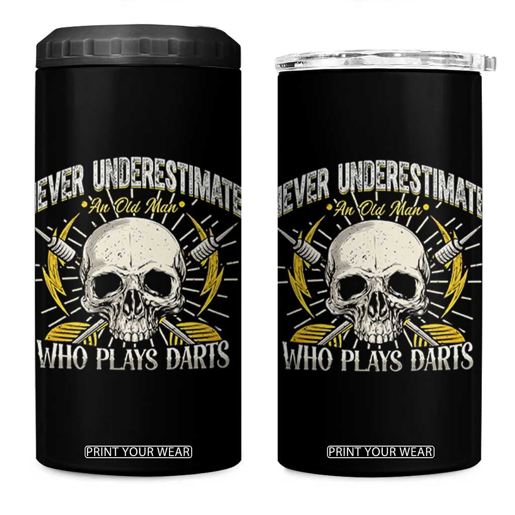 Never Underestimate An Old Who Plays Darts 4 in 1 Can Cooler Tumbler Funny Darts Fan TS12 One Size: 16 oz Black Print Your Wear