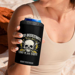 Never Underestimate An Old Who Plays Darts 4 in 1 Can Cooler Tumbler Funny Darts Fan TS12 Print Your Wear