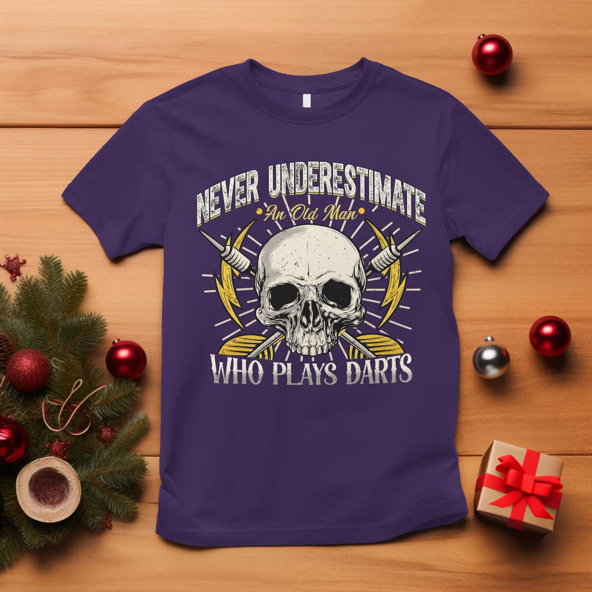Never Underestimate An Old Who Plays Darts T Shirt Funny Darts Fan TS12 Purple Print Your Wear