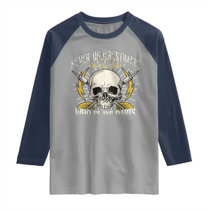 Never Underestimate An Old Who Plays Darts Raglan Shirt Funny Darts Fan TS12 Sport Gray Navy Print Your Wear