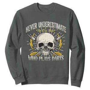 Never Underestimate An Old Who Plays Darts Sweatshirt Funny Darts Fan TS12 Dark Heather Print Your Wear