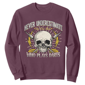 Never Underestimate An Old Who Plays Darts Sweatshirt Funny Darts Fan TS12 Maroon Print Your Wear