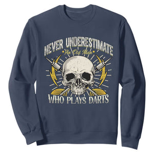 Never Underestimate An Old Who Plays Darts Sweatshirt Funny Darts Fan TS12 Navy Print Your Wear