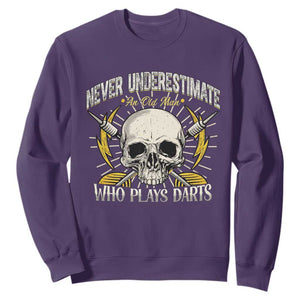 Never Underestimate An Old Who Plays Darts Sweatshirt Funny Darts Fan TS12 Purple Print Your Wear