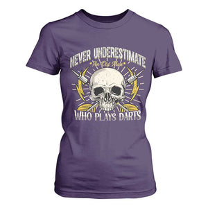 Never Underestimate An Old Who Plays Darts T Shirt For Women Funny Darts Fan TS12 Purple Print Your Wear