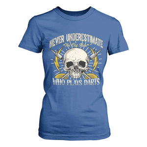Never Underestimate An Old Who Plays Darts T Shirt For Women Funny Darts Fan TS12 Royal Blue Print Your Wear