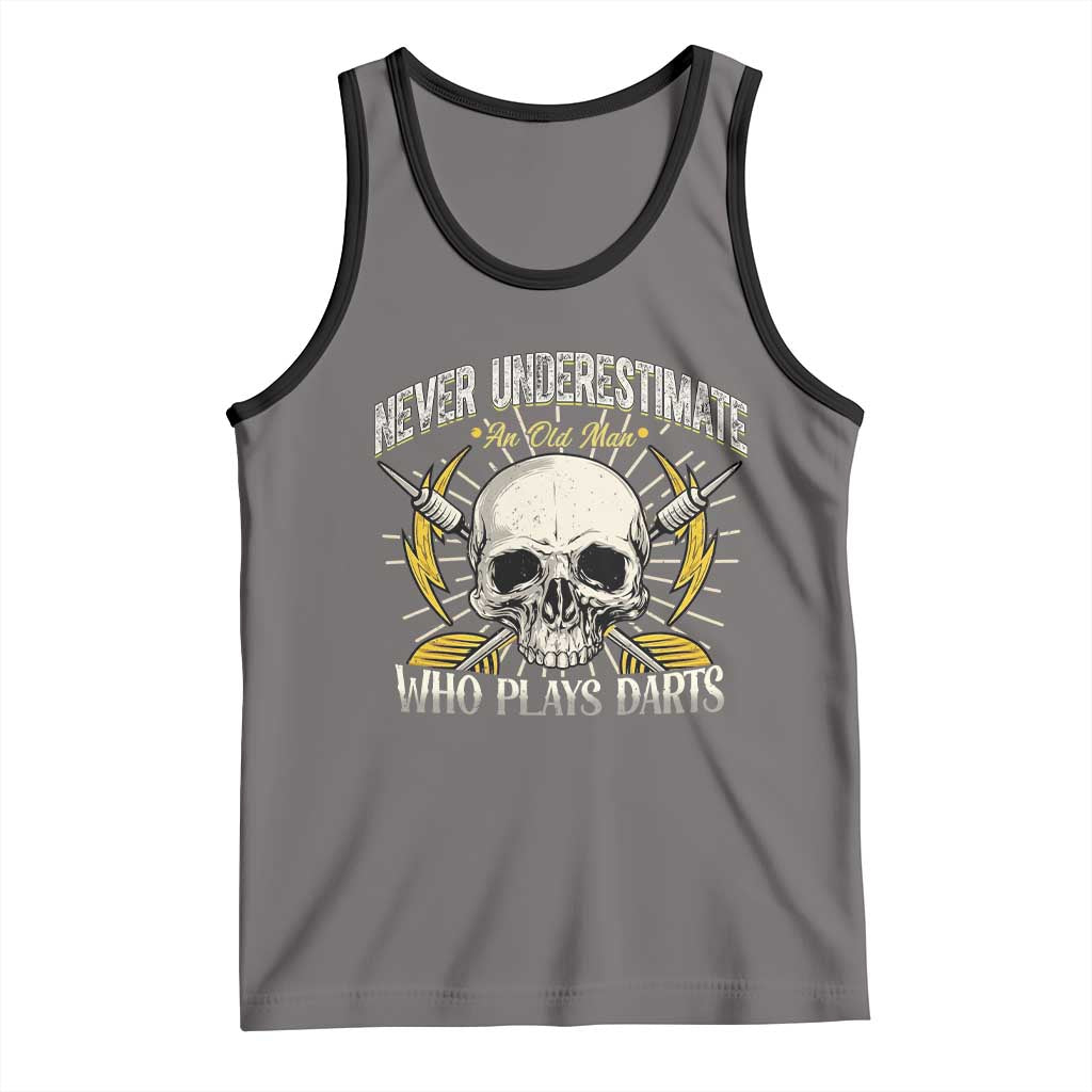 Never Underestimate An Old Who Plays Darts Tank Top Funny Darts Fan TS12 Deep Heather Black Print Your Wear