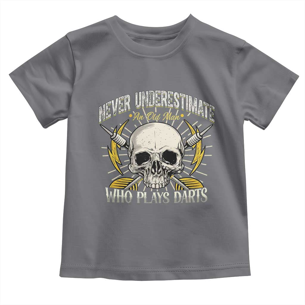 Never Underestimate An Old Who Plays Darts Toddler T Shirt Funny Darts Fan TS12 Charcoal Print Your Wear