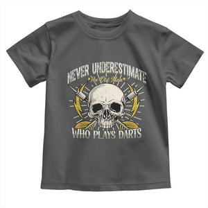 Never Underestimate An Old Who Plays Darts Toddler T Shirt Funny Darts Fan TS12 Dark Heather Print Your Wear