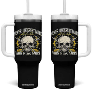 Never Underestimate An Old Who Plays Darts Tumbler With Handle Funny Darts Fan TS12 One Size: 40 oz Black Print Your Wear