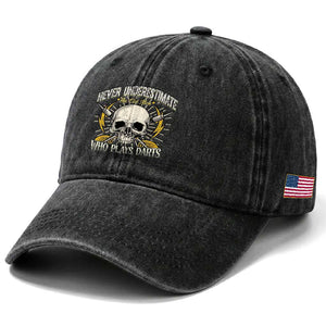 Never Underestimate An Old Who Plays Darts Washed Cotton Baseball Cap Funny Darts Fan TS12 Print Your Wear