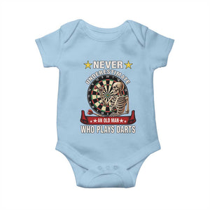 Never Underestimate An Old Man Plays Darts Baby Onesie Gothic Darts Player TS12 Light Blue Print Your Wear