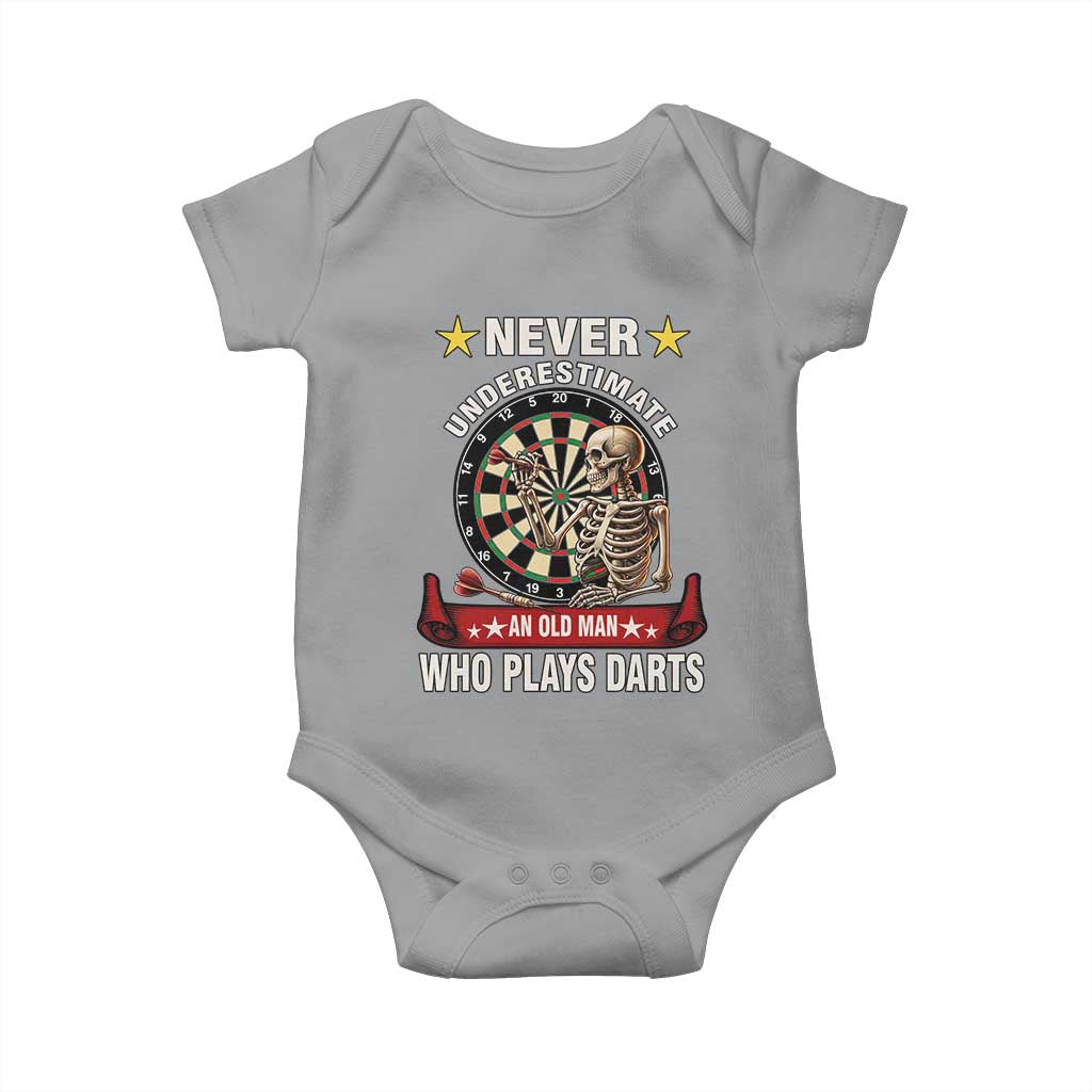 Never Underestimate An Old Man Plays Darts Baby Onesie Gothic Darts Player TS12 Sport Gray Print Your Wear
