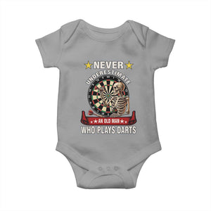 Never Underestimate An Old Man Plays Darts Baby Onesie Gothic Darts Player TS12 Sport Gray Print Your Wear