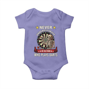 Never Underestimate An Old Man Plays Darts Baby Onesie Gothic Darts Player TS12 Violet Print Your Wear