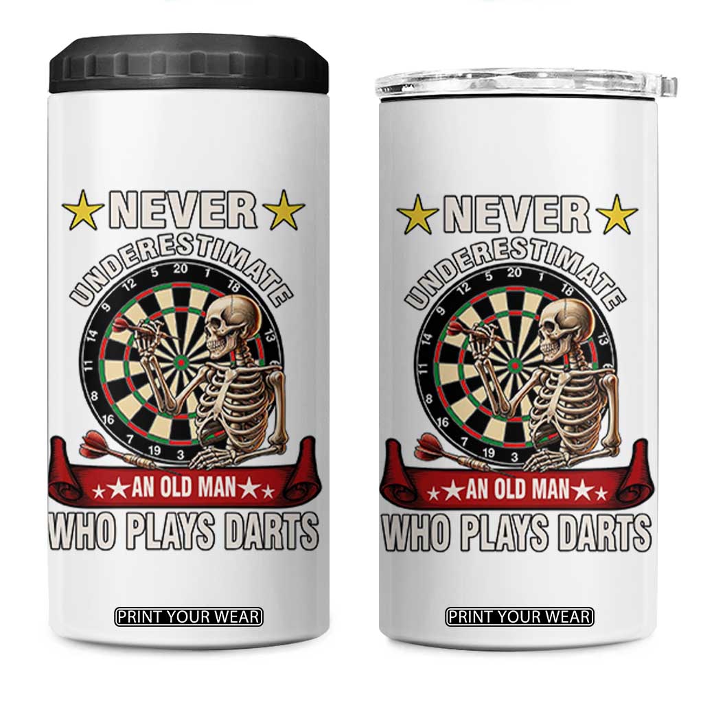Never Underestimate An Old Man Plays Darts 4 in 1 Can Cooler Tumbler Gothic Darts Player TS12 One Size: 16 oz White Print Your Wear