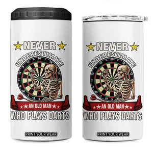 Never Underestimate An Old Man Plays Darts 4 in 1 Can Cooler Tumbler Gothic Darts Player TS12 One Size: 16 oz White Print Your Wear