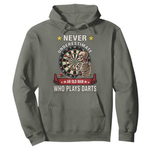 Never Underestimate An Old Man Plays Darts Hoodie Gothic Darts Player TS12 Military Green Print Your Wear