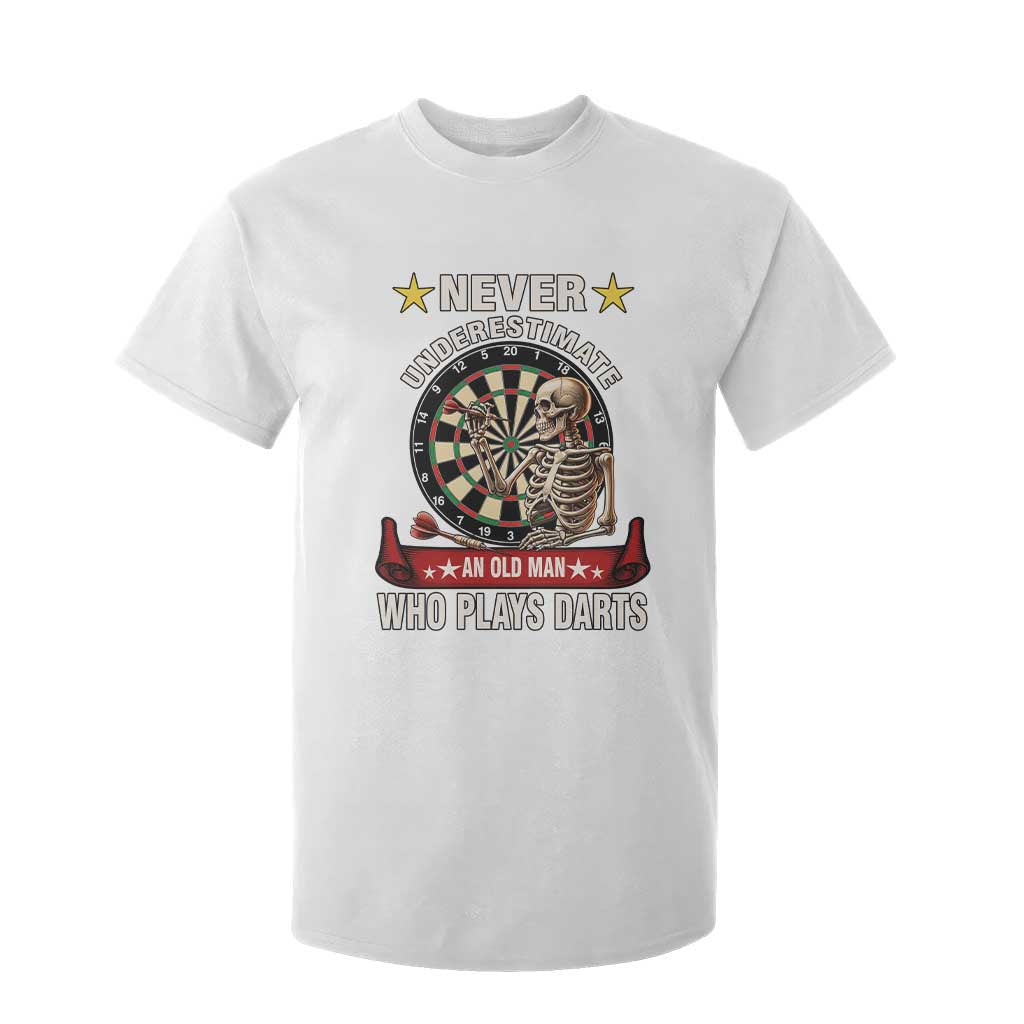 Never Underestimate An Old Man Plays Darts T Shirt For Kid Gothic Darts Player TS12 White Print Your Wear